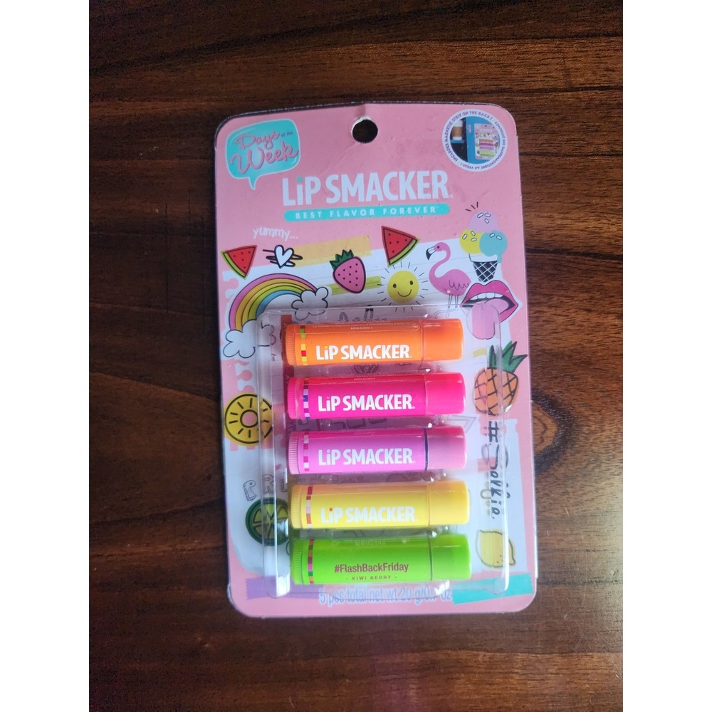 RARE Lip Smacker Days of the Week Lip Balm Set 5 Pack Flavored Retro Magnet